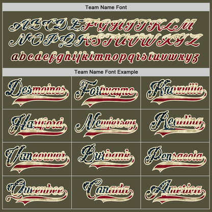 Custom Olive Vintage USA Flag-Cream Salute To Service Hockey Jersey - Sky-Custom