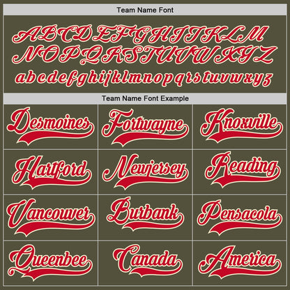Custom Olive Red-Cream Salute To Service Hockey Jersey - Sky-Custom