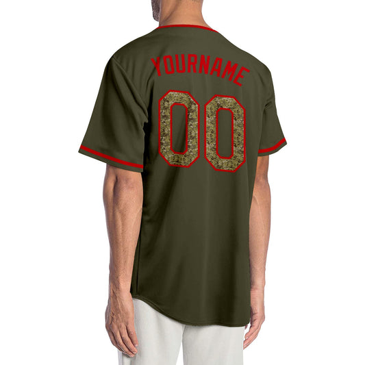 Custom Olive Cmao-Red Authentic Salute To Service Baseball Jersey - Sky-Custom