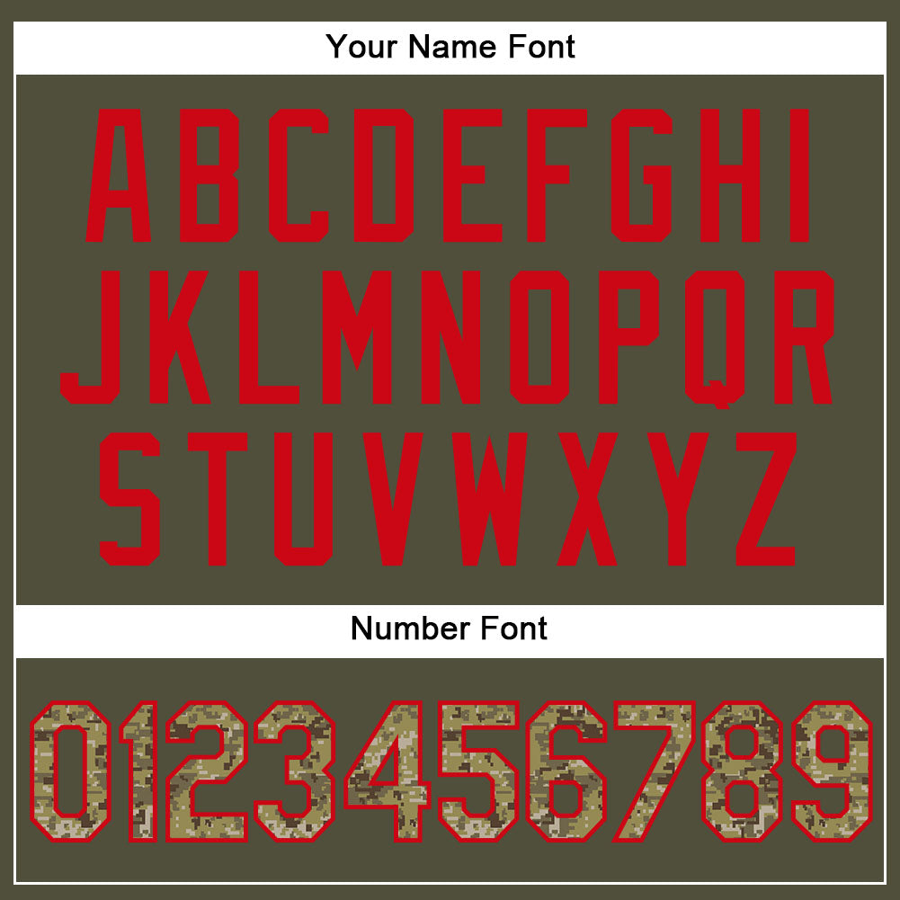 Custom Olive Cmao-Red Authentic Salute To Service Baseball Jersey - Sky-Custom