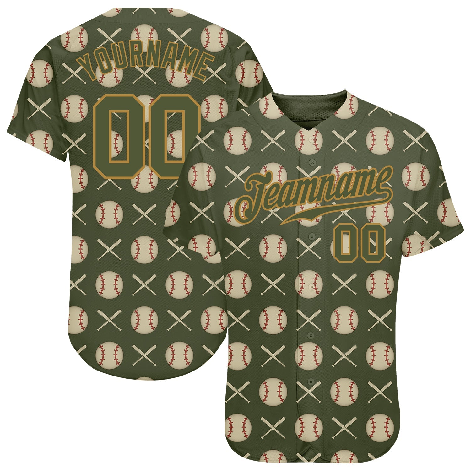 Custom Olive Olive-Old Gold 3D Pattern Design Authentic Salute To Service Baseball Jersey - Sky-Custom