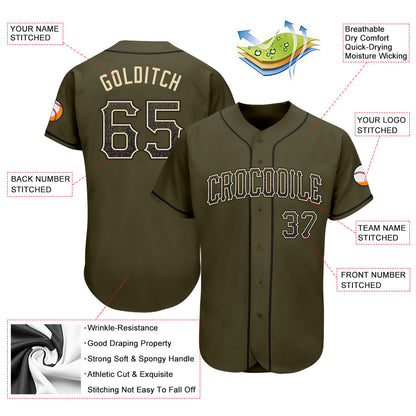 Custom Olive Black-Cream Authentic Drift Fashion Salute To Service Baseball Jersey - Sky-Custom