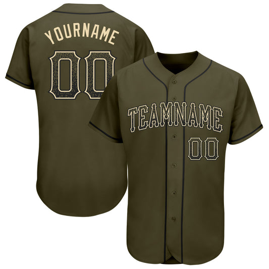 Custom Olive Black-Cream Authentic Drift Fashion Salute To Service Baseball Jersey - Sky-Custom