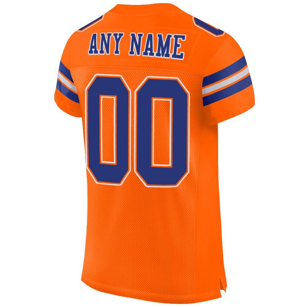 Custom Orange Royal-White Mesh Authentic Football Jersey - Sky-Custom