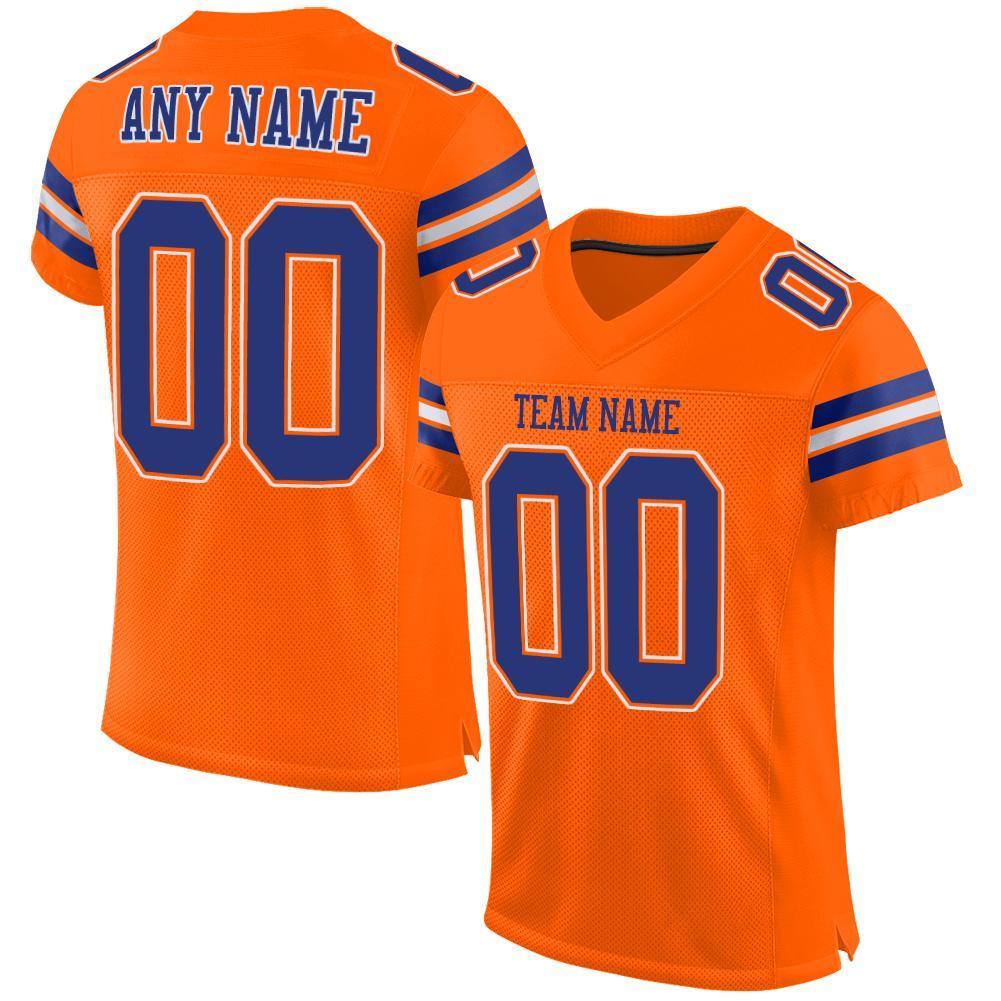 Custom Orange Royal-White Mesh Authentic Football Jersey - Sky-Custom