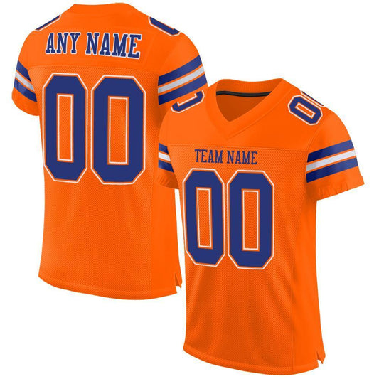 Custom Orange Royal-White Mesh Authentic Football Jersey - Sky-Custom