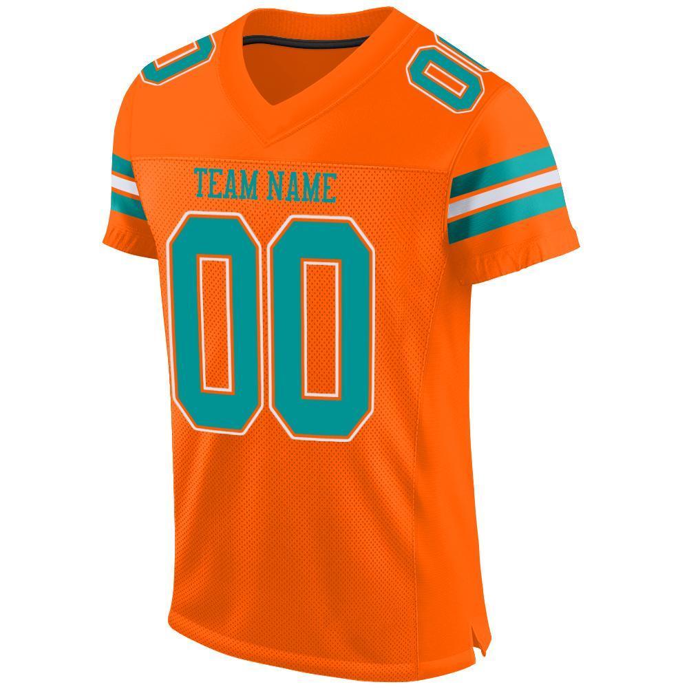 Custom Orange Aqua-White Mesh Authentic Football Jersey - Sky-Custom