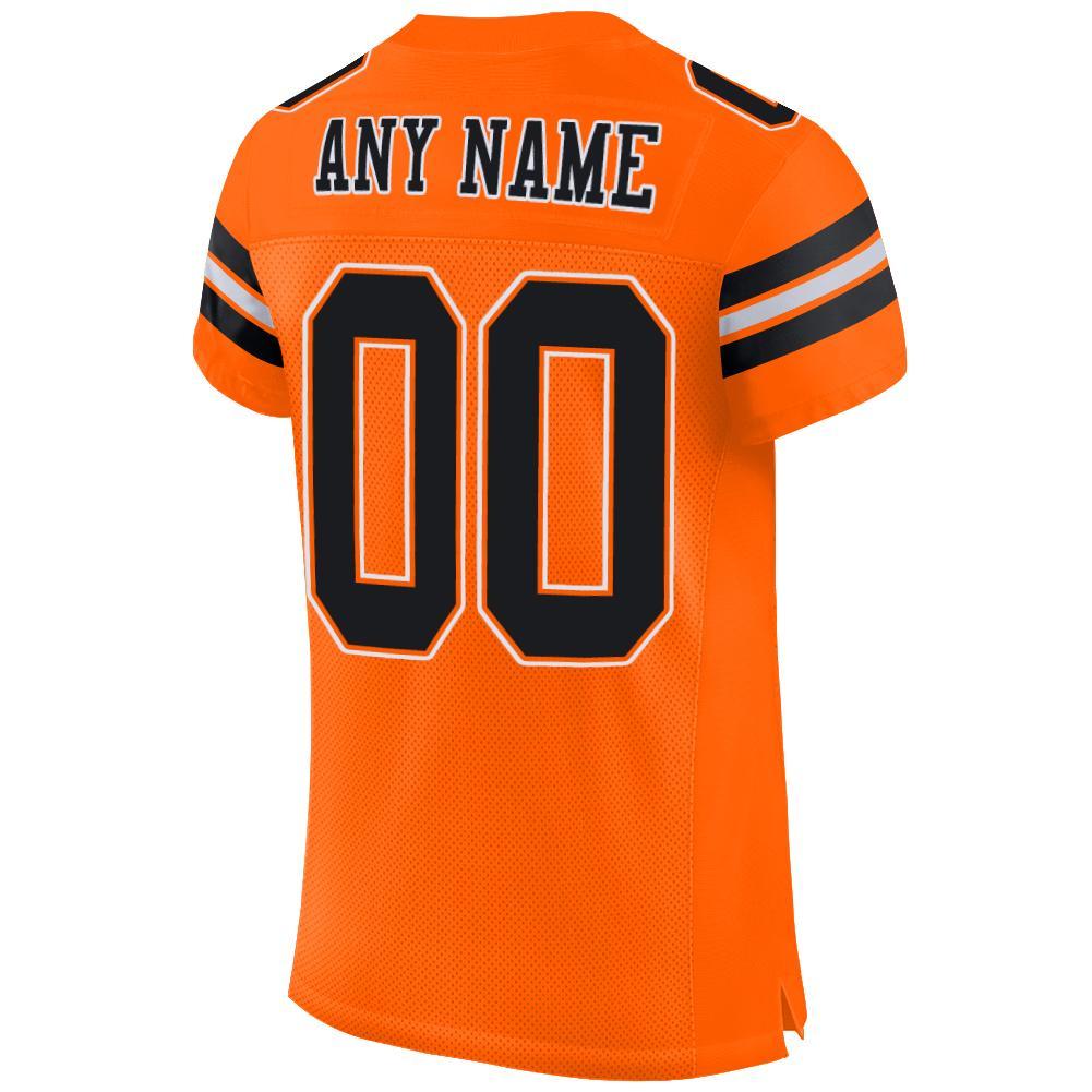 Custom Orange Black-White Mesh Authentic Football Jersey - Sky-Custom