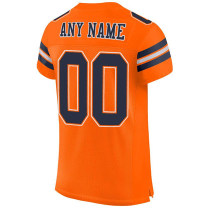 Custom Orange Navy-White Mesh Authentic Football Jersey - Sky-Custom