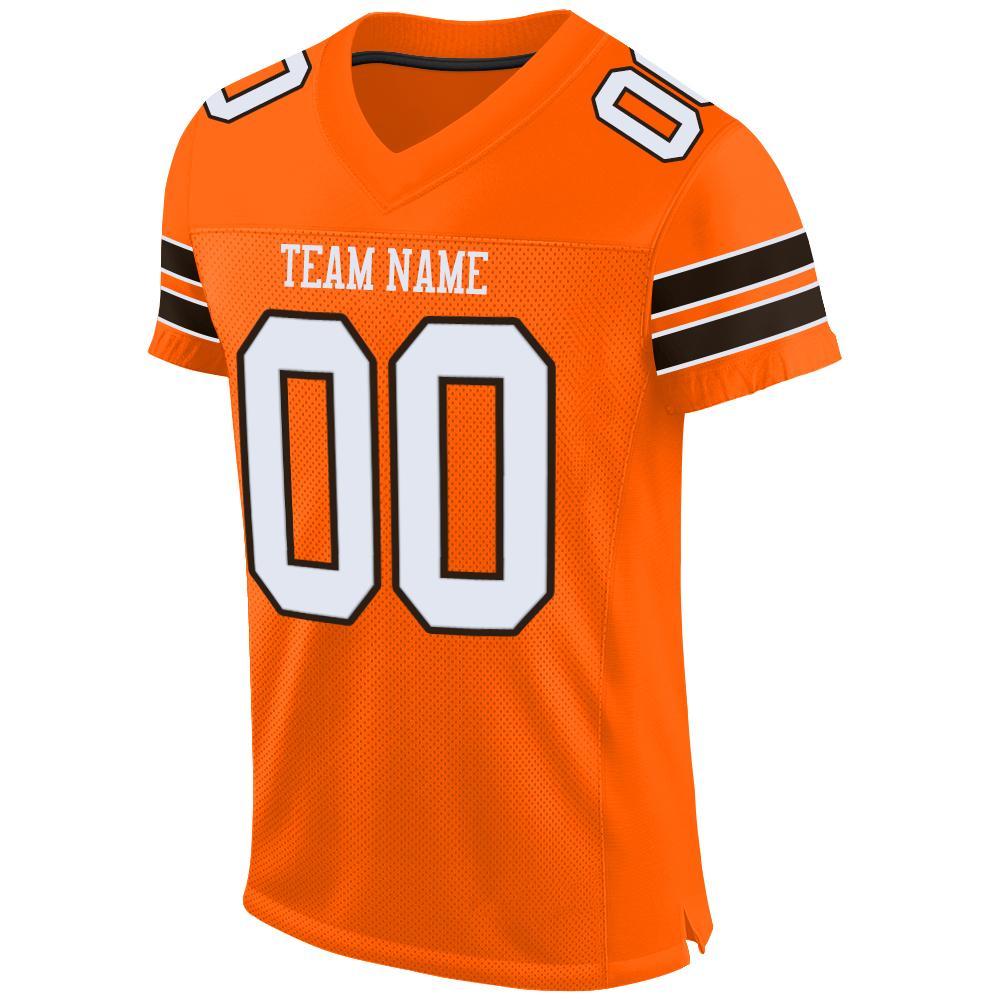 Custom Orange White-Brown Mesh Authentic Football Jersey - Sky-Custom