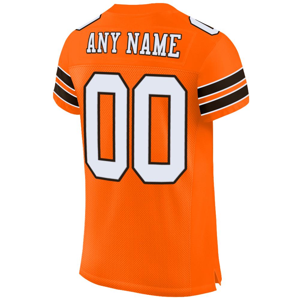 Custom Orange White-Brown Mesh Authentic Football Jersey - Sky-Custom