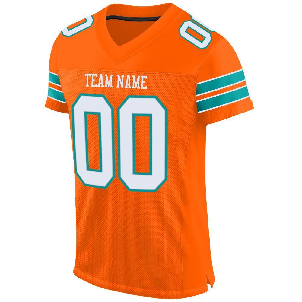 Custom Orange White-Aqua Mesh Authentic Football Jersey - Sky-Custom