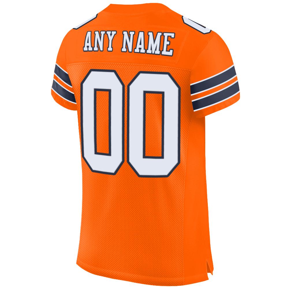 Custom Orange White-Navy Mesh Authentic Football Jersey - Sky-Custom