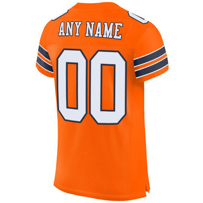 Custom Orange White-Navy Mesh Authentic Football Jersey - Sky-Custom