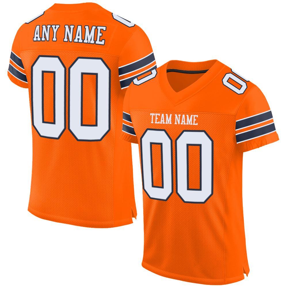 Custom Orange White-Navy Mesh Authentic Football Jersey - Sky-Custom