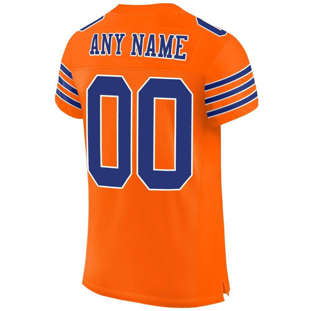 Custom Orange Royal-White Mesh Authentic Football Jersey - Sky-Custom