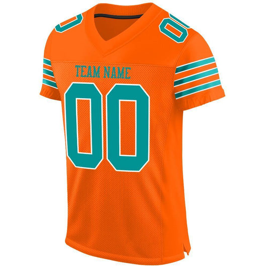 Custom Orange Aqua-White Mesh Authentic Football Jersey - Sky-Custom