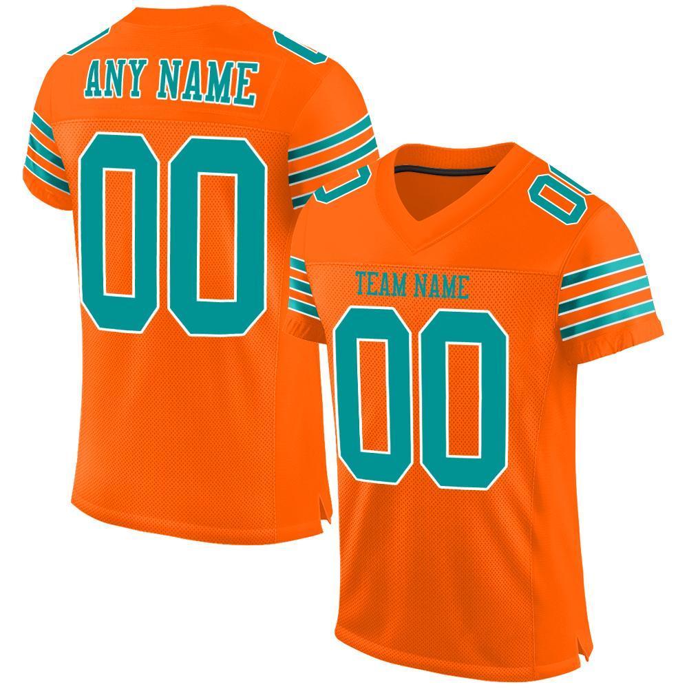 Custom Orange Aqua-White Mesh Authentic Football Jersey - Sky-Custom