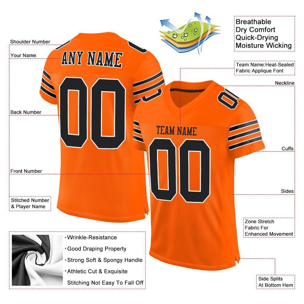 Custom Orange Black-White Mesh Authentic Football Jersey - Sky-Custom