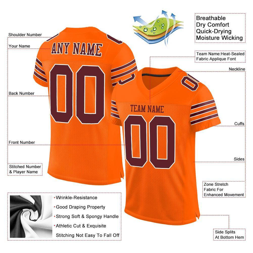 Custom Orange Burgundy-White Mesh Authentic Football Jersey - Sky-Custom