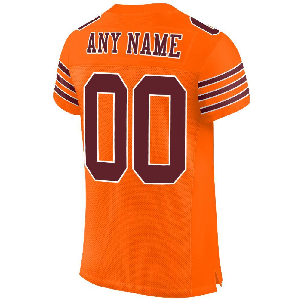 Custom Orange Burgundy-White Mesh Authentic Football Jersey - Sky-Custom