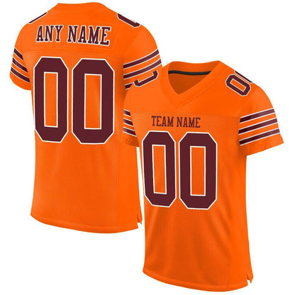Custom Orange Burgundy-White Mesh Authentic Football Jersey - Sky-Custom