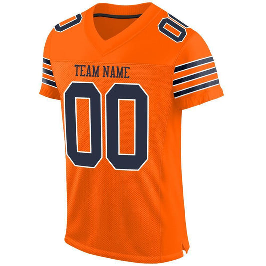 Custom Orange Navy-White Mesh Authentic Football Jersey - Sky-Custom