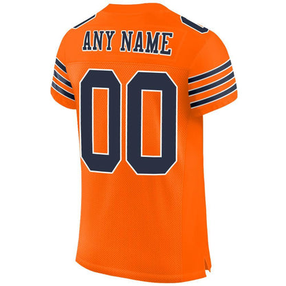 Custom Orange Navy-White Mesh Authentic Football Jersey - Sky-Custom
