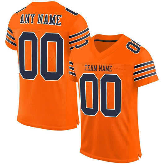 Custom Orange Navy-White Mesh Authentic Football Jersey - Sky-Custom