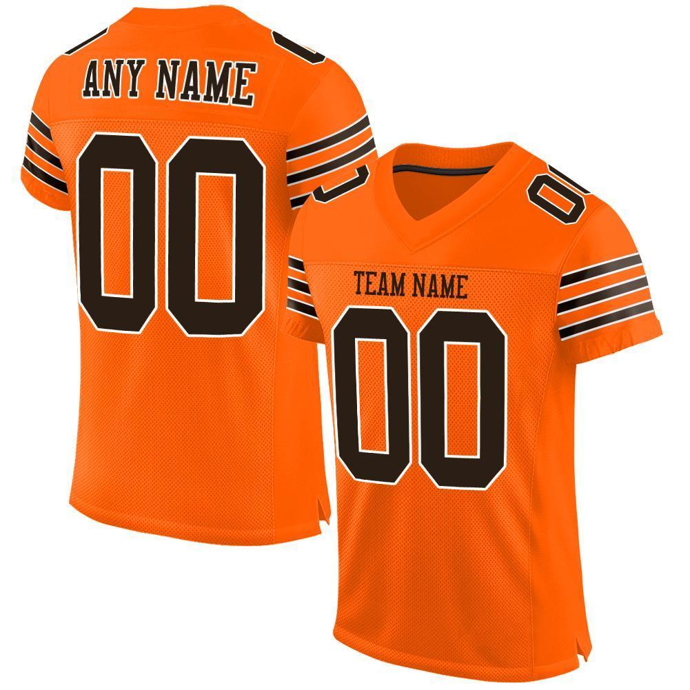 Custom Orange Brown-White Mesh Authentic Football Jersey - Sky-Custom