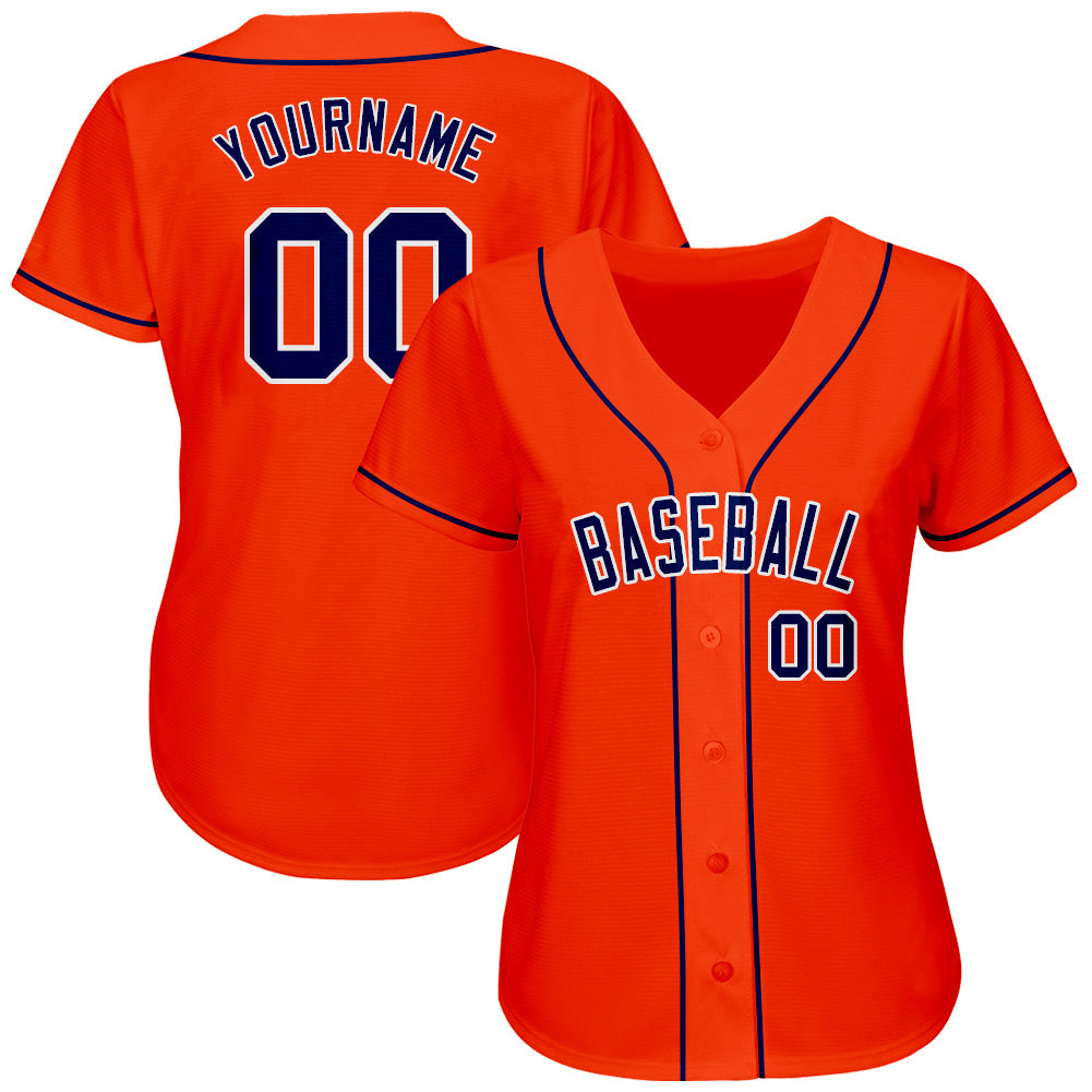 Custom Orange Navy-White Authentic Baseball Jersey - Sky-Custom