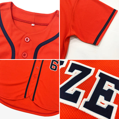 Custom Orange Navy-White Authentic Baseball Jersey - Sky-Custom