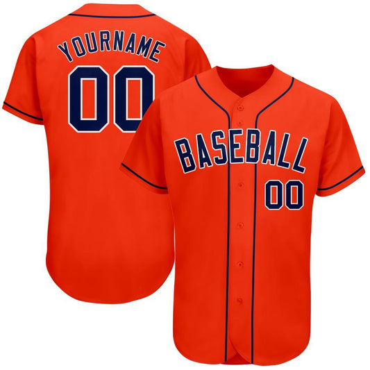 Custom Orange Navy-White Authentic Baseball Jersey - Sky-Custom