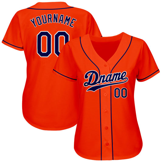 Custom Orange Navy-White Authentic Baseball Jersey - Sky-Custom
