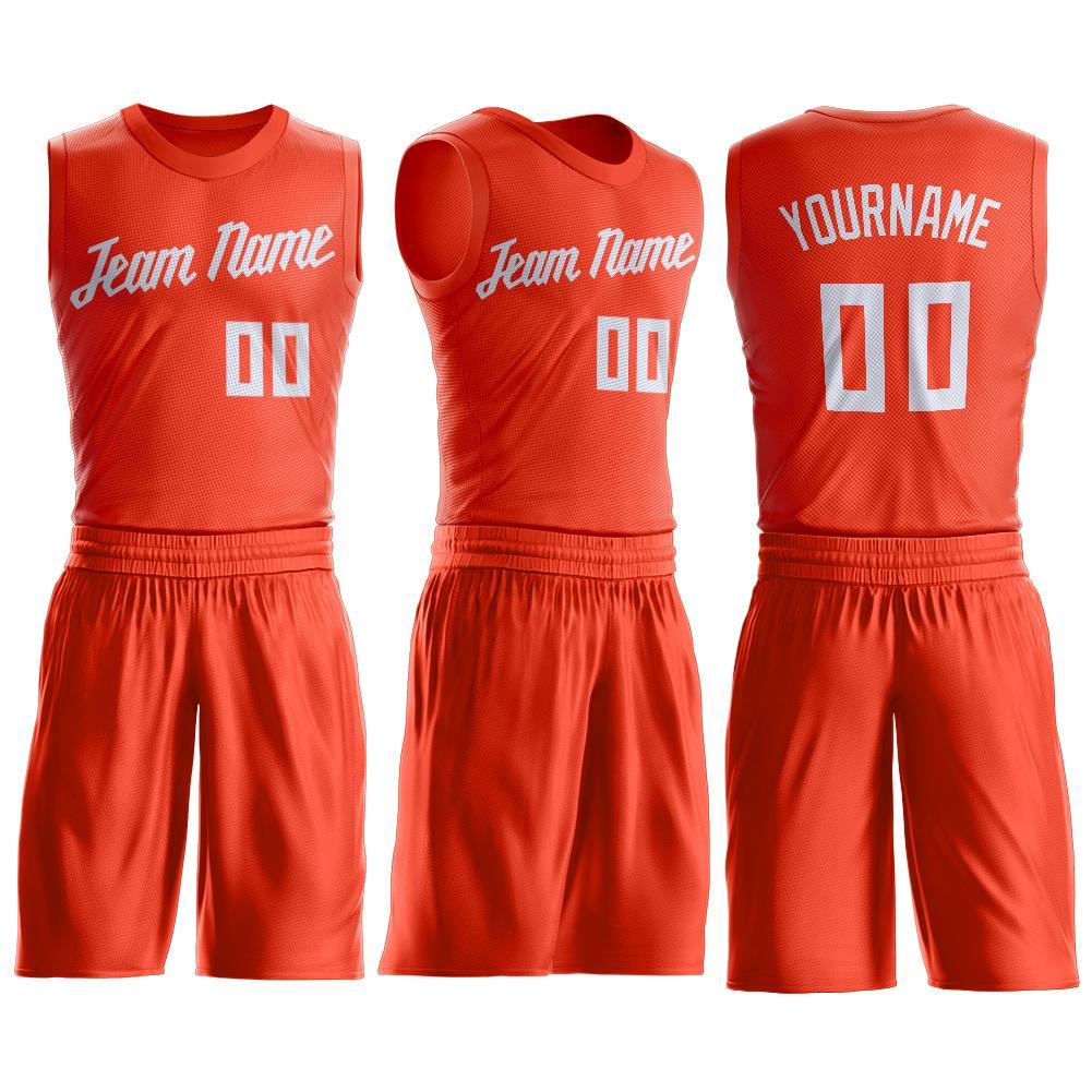 Custom Orange White Round Neck Suit Basketball Jersey - Sky-Custom