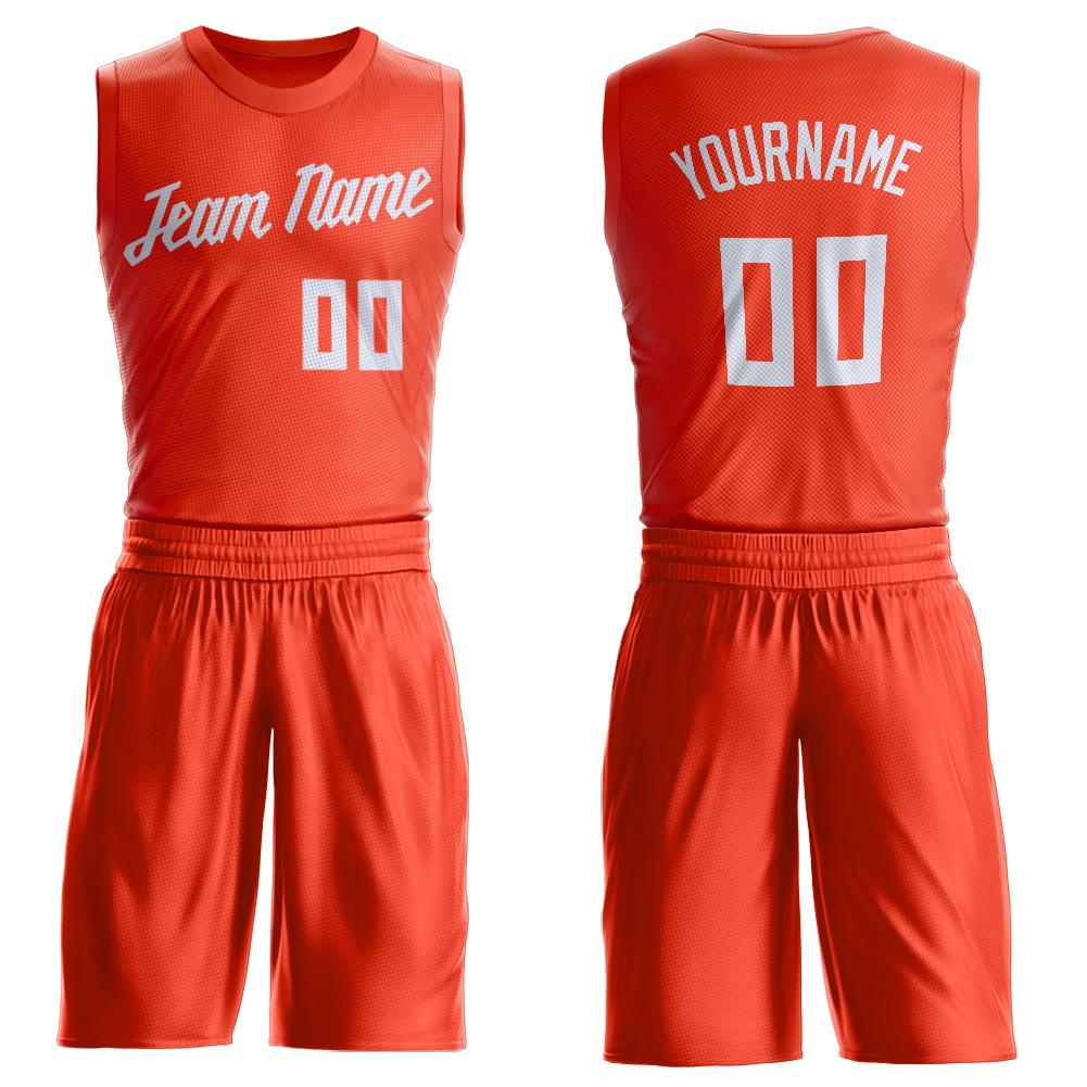 Custom Orange White Round Neck Suit Basketball Jersey - Sky-Custom