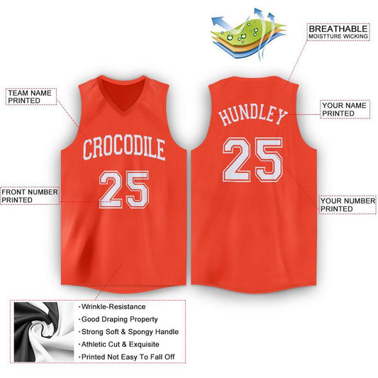Custom Orange White V-Neck Basketball Jersey - Sky-Custom