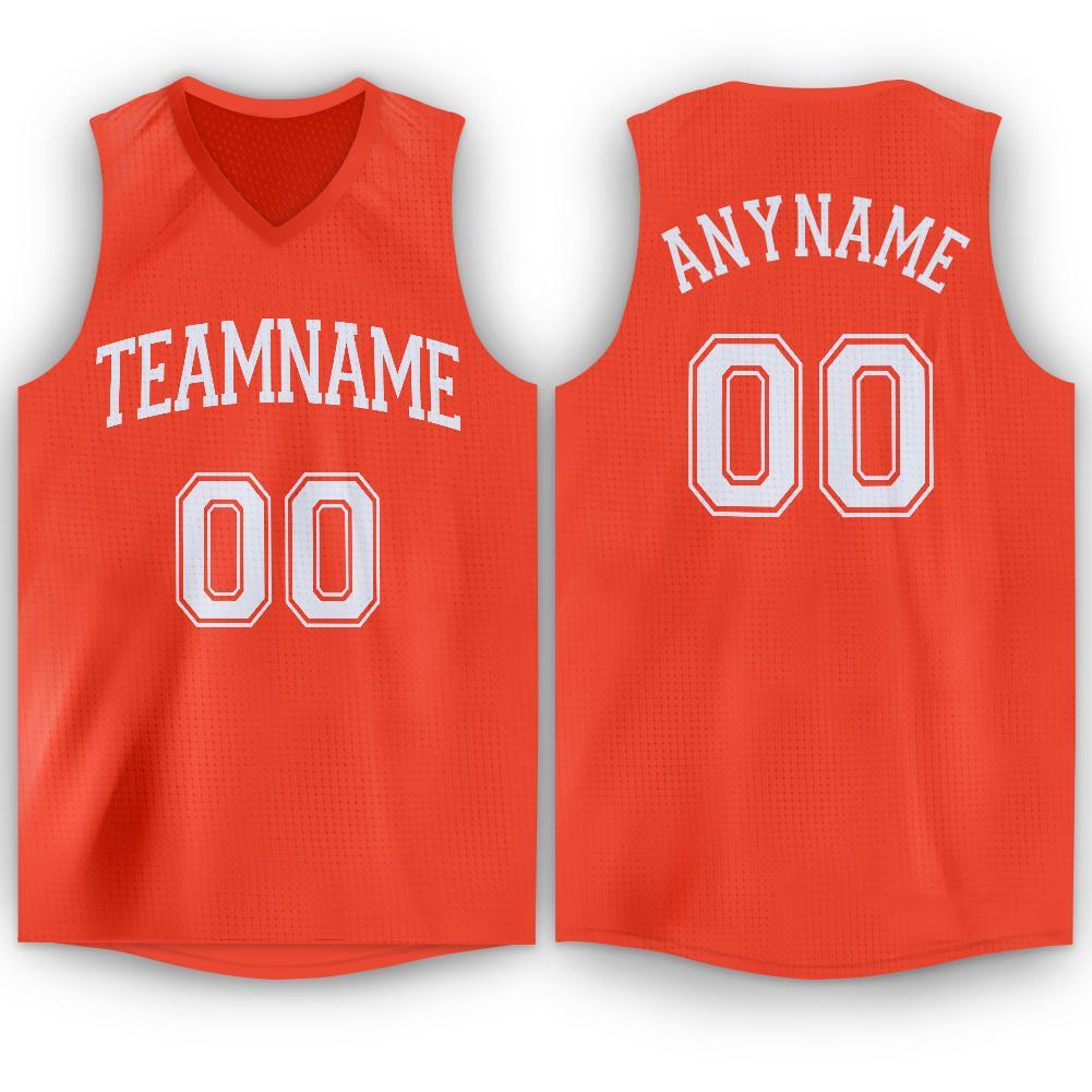 Custom Orange White V-Neck Basketball Jersey - Sky-Custom