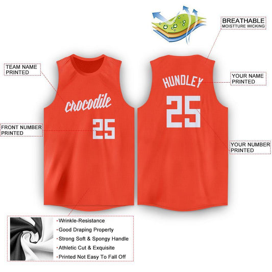 Custom Orange White Round Neck Basketball Jersey - Sky-Custom