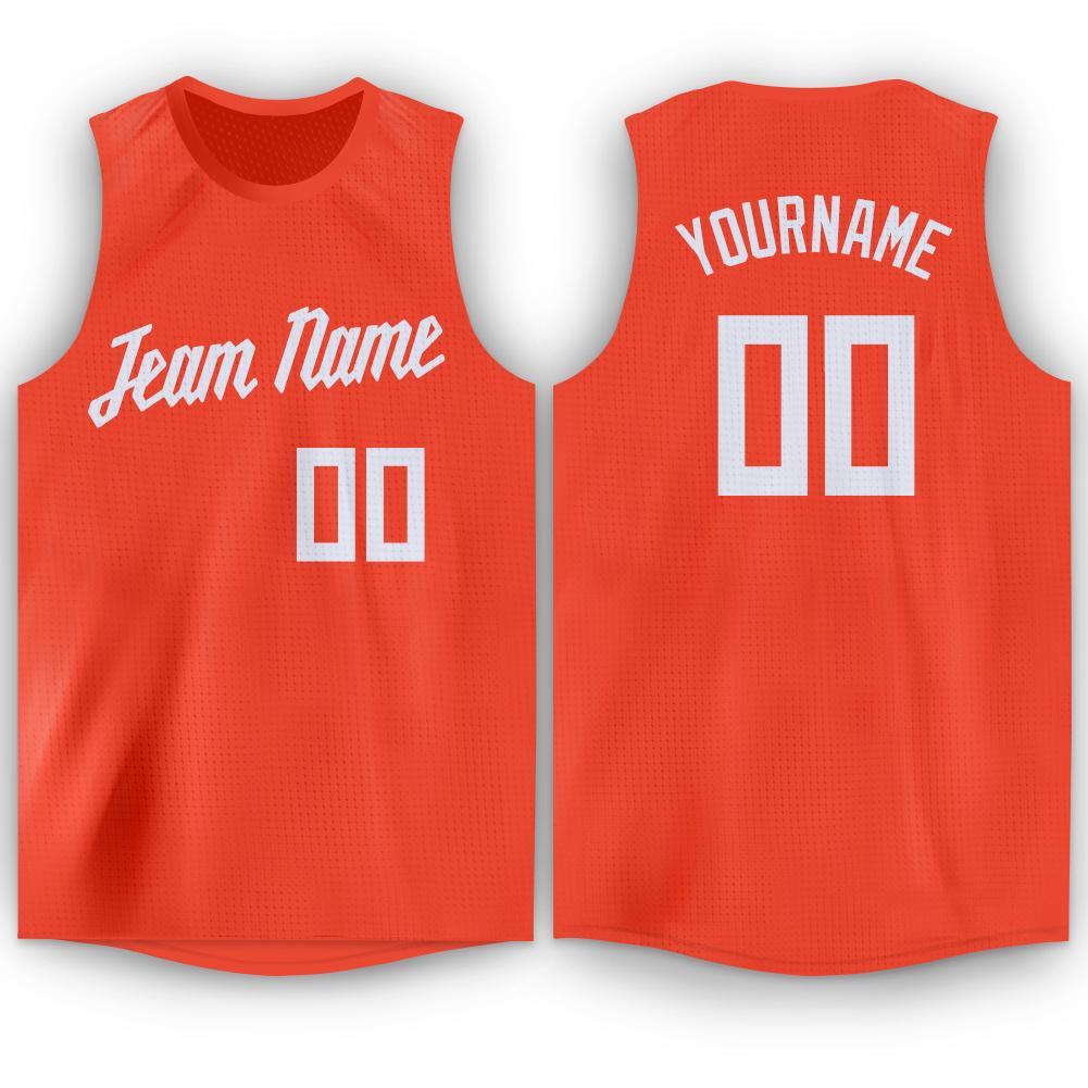 Custom Orange White Round Neck Basketball Jersey - Sky-Custom