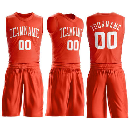Custom Orange White Round Neck Suit Basketball Jersey - Sky-Custom