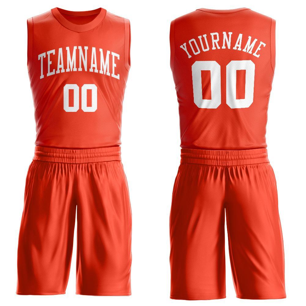 Custom Orange White Round Neck Suit Basketball Jersey - Sky-Custom