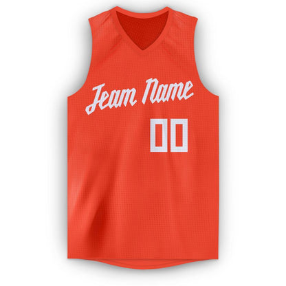 Custom Orange White V-Neck Basketball Jersey - Sky-Custom