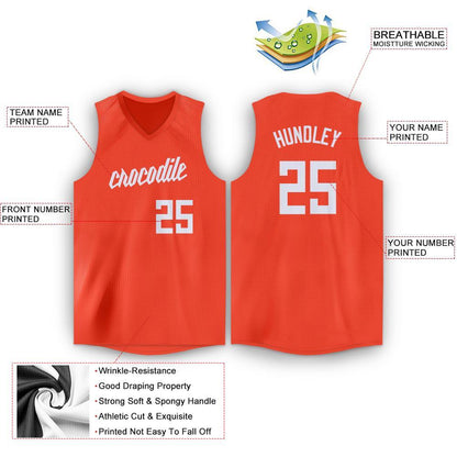 Custom Orange White V-Neck Basketball Jersey - Sky-Custom