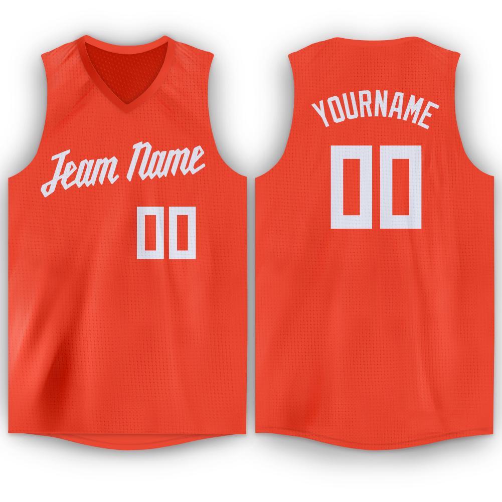 Custom Orange White V-Neck Basketball Jersey - Sky-Custom