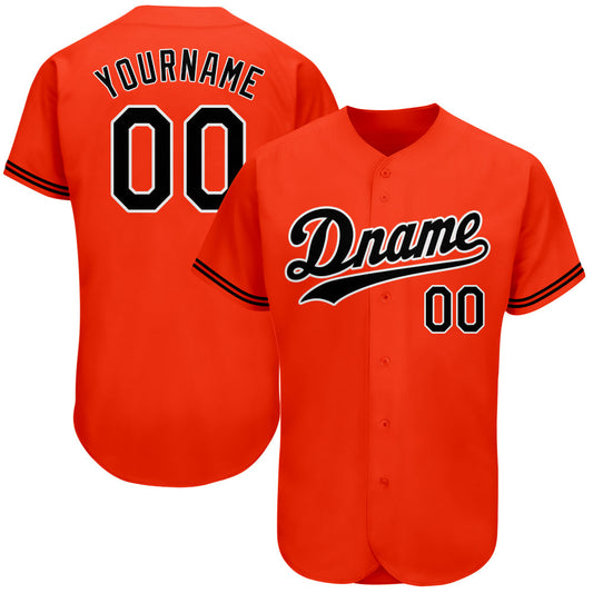 Custom Orange Black-White Authentic Baseball Jersey - Sky-Custom