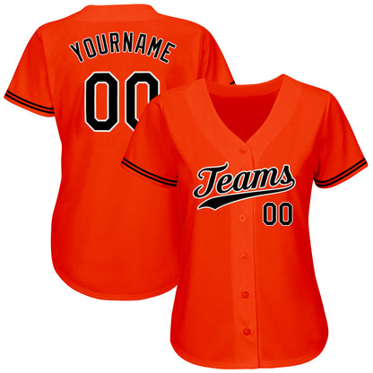 Custom Orange Black-White Authentic Baseball Jersey - Sky-Custom