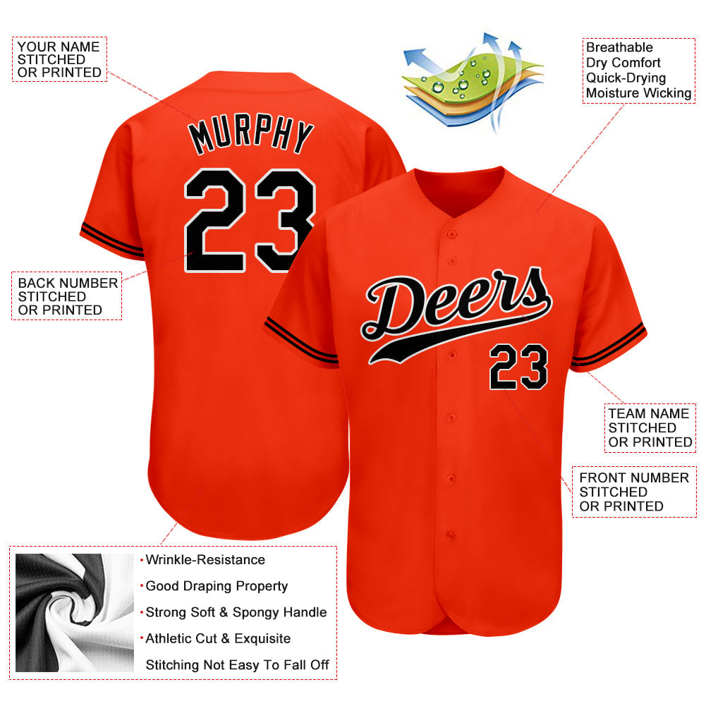 Custom Orange Black-White Authentic Baseball Jersey - Sky-Custom