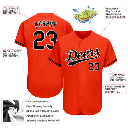 Custom Orange Black-White Authentic Baseball Jersey - Sky-Custom