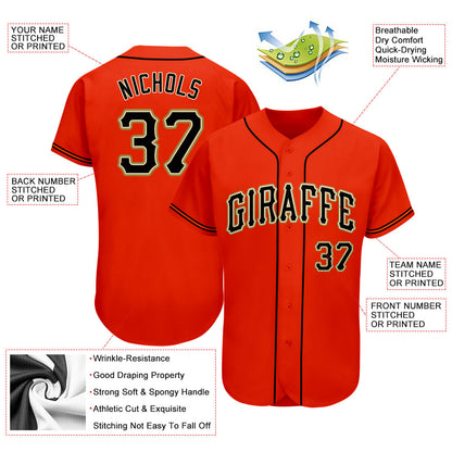 Custom Orange Black-Old Gold Authentic Baseball Jersey - Sky-Custom